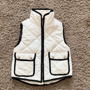 GB Girls White Quilted Vest with Black Accents